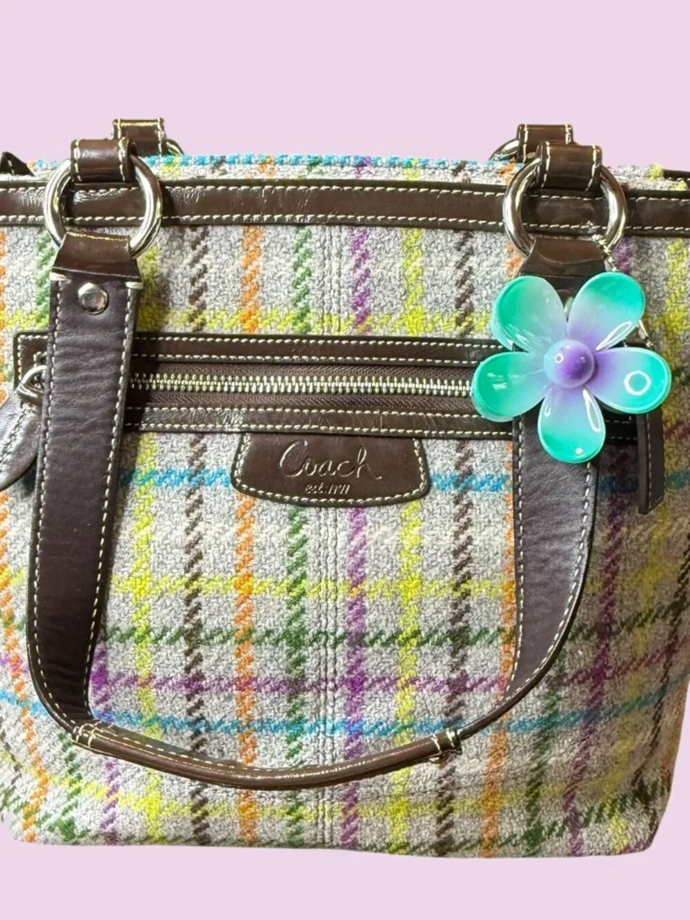 Coach Penelope Tattersall Wool Tweed 2010 - Like New - Picture 6 of 16